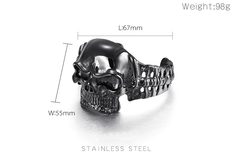 Men’s Gothic Ghost Skull Bone Bangle – 316L Stainless Steel Punk Rock Bracelet