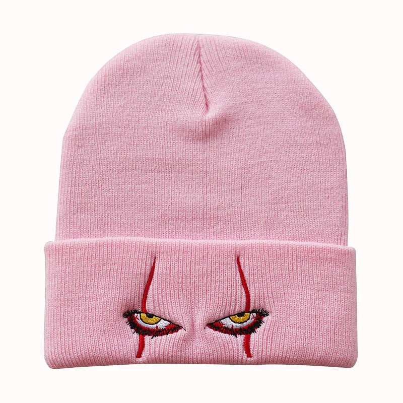 Pennywise Scary Eyes Beanie – Knitted Skull Cap for Kids & Adults | Horror Clown Outdoor Hat