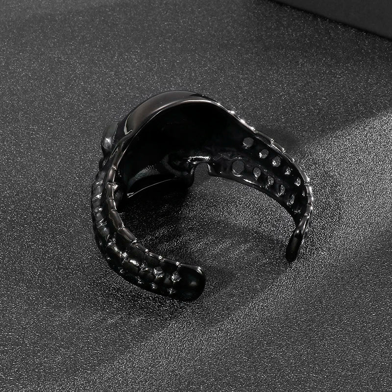Men’s Gothic Ghost Skull Bone Bangle – 316L Stainless Steel Punk Rock Bracelet