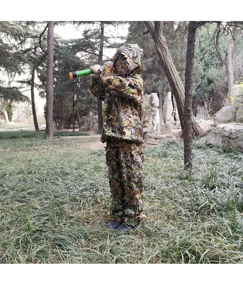 3D Leaf Ghillie Suit – Outdoor Camouflage Jacket & Pants Set with Hood | Hunting, Airsoft & Jungle Training (Men, Women, Kids)