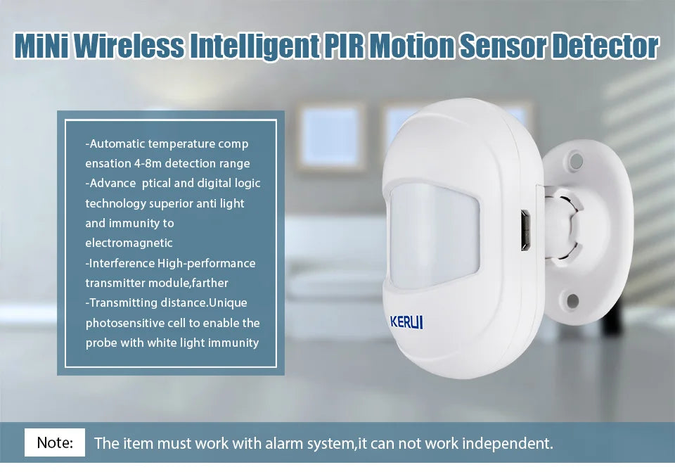 KERUI HW10 Wireless PIR Motion Detector – Mini Infrared Alarm Sensor with Magnetic Swivel Base for Home Security System