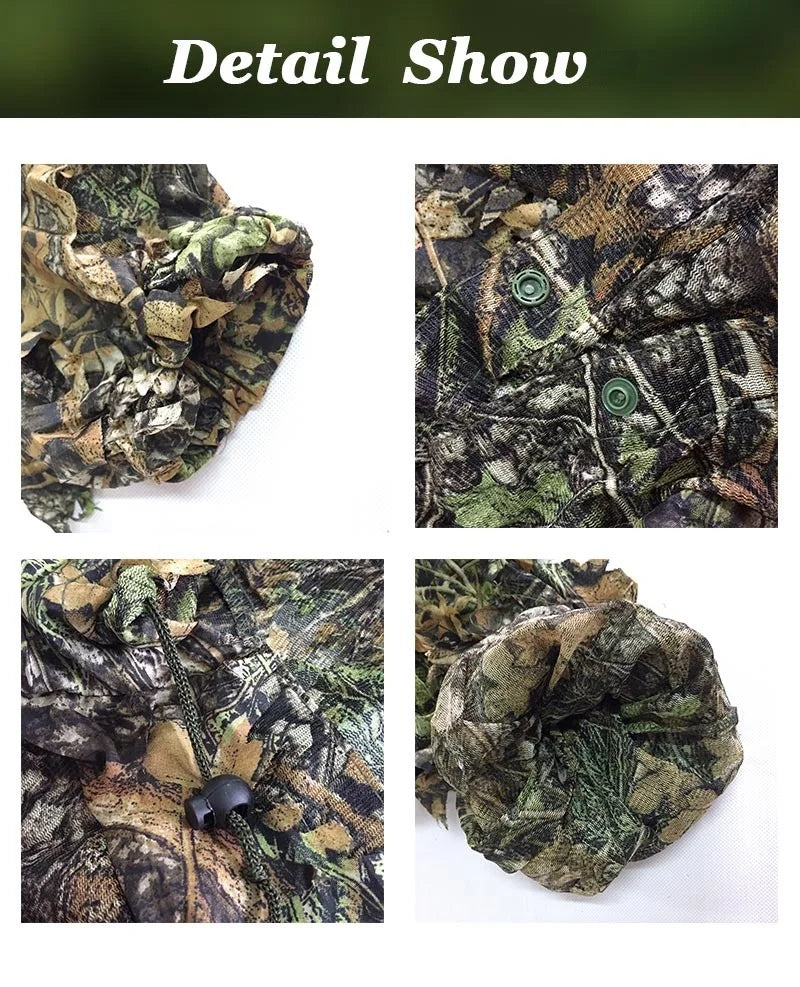 3D Leaf Ghillie Suit – Outdoor Camouflage Jacket & Pants Set with Hood | Hunting, Airsoft & Jungle Training (Men, Women, Kids)