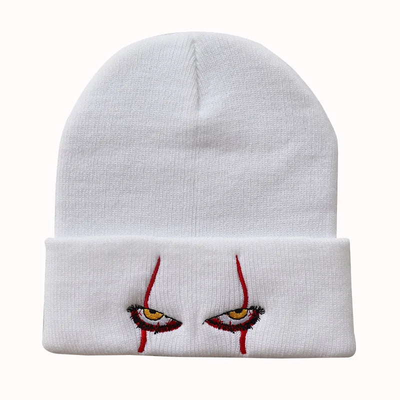 Pennywise Scary Eyes Beanie – Knitted Skull Cap for Kids & Adults | Horror Clown Outdoor Hat
