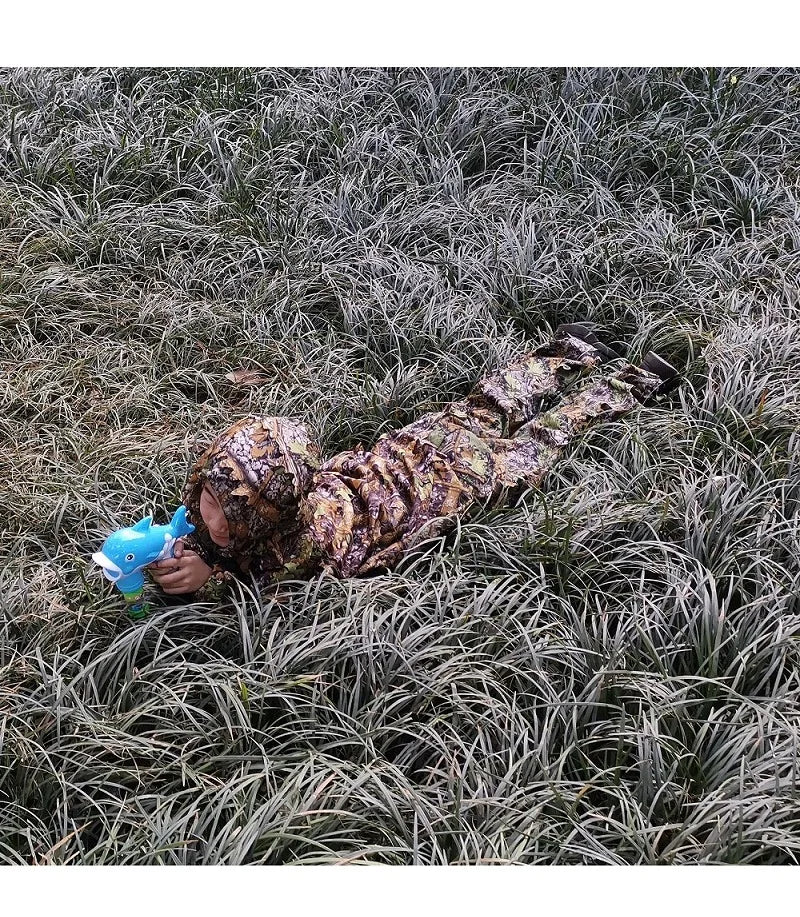 3D Leaf Ghillie Suit – Outdoor Camouflage Jacket & Pants Set with Hood | Hunting, Airsoft & Jungle Training (Men, Women, Kids)