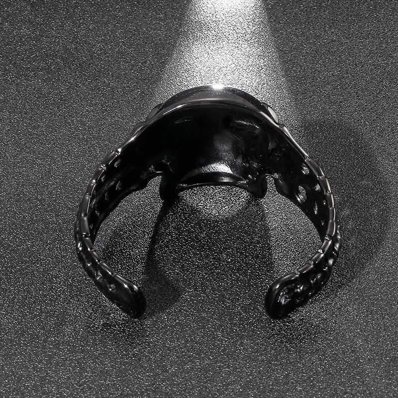 Men’s Gothic Ghost Skull Bone Bangle – 316L Stainless Steel Punk Rock Bracelet