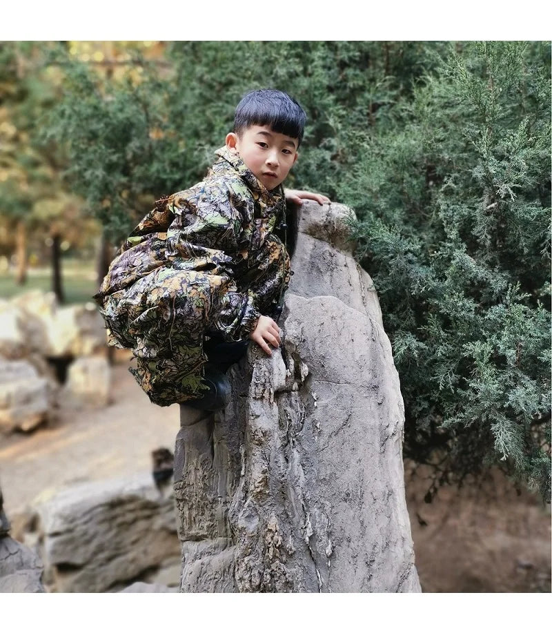 3D Leaf Ghillie Suit – Outdoor Camouflage Jacket & Pants Set with Hood | Hunting, Airsoft & Jungle Training (Men, Women, Kids)