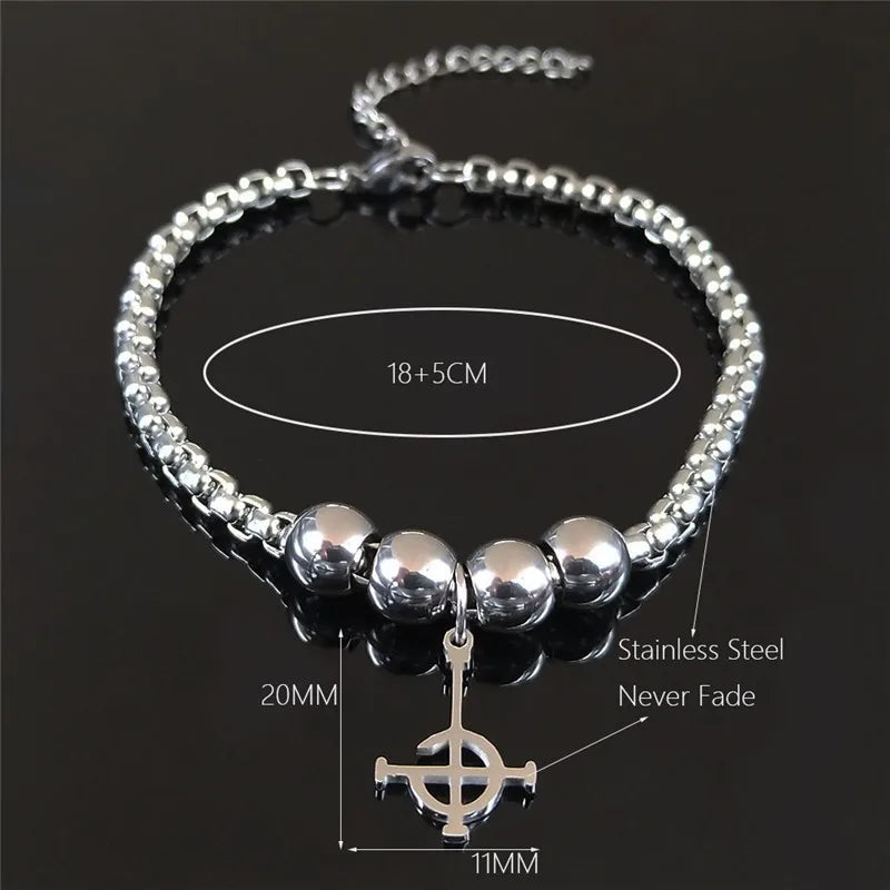 Ghost BC Nameless Ghoul Bracelet – Stainless Steel Band Symbol Jewelry for Men & Women