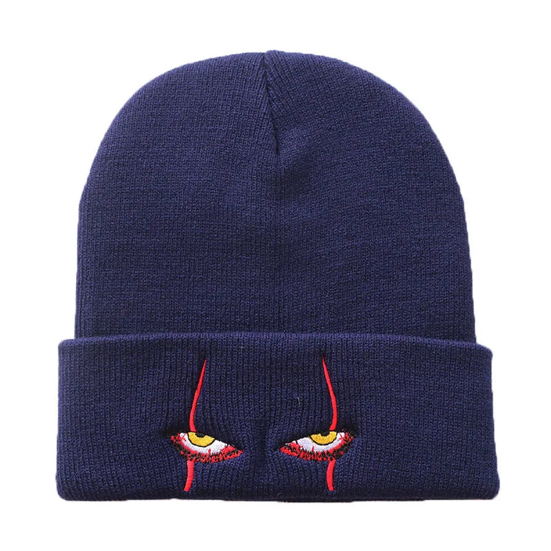 Pennywise Scary Eyes Beanie – Knitted Skull Cap for Kids & Adults | Horror Clown Outdoor Hat