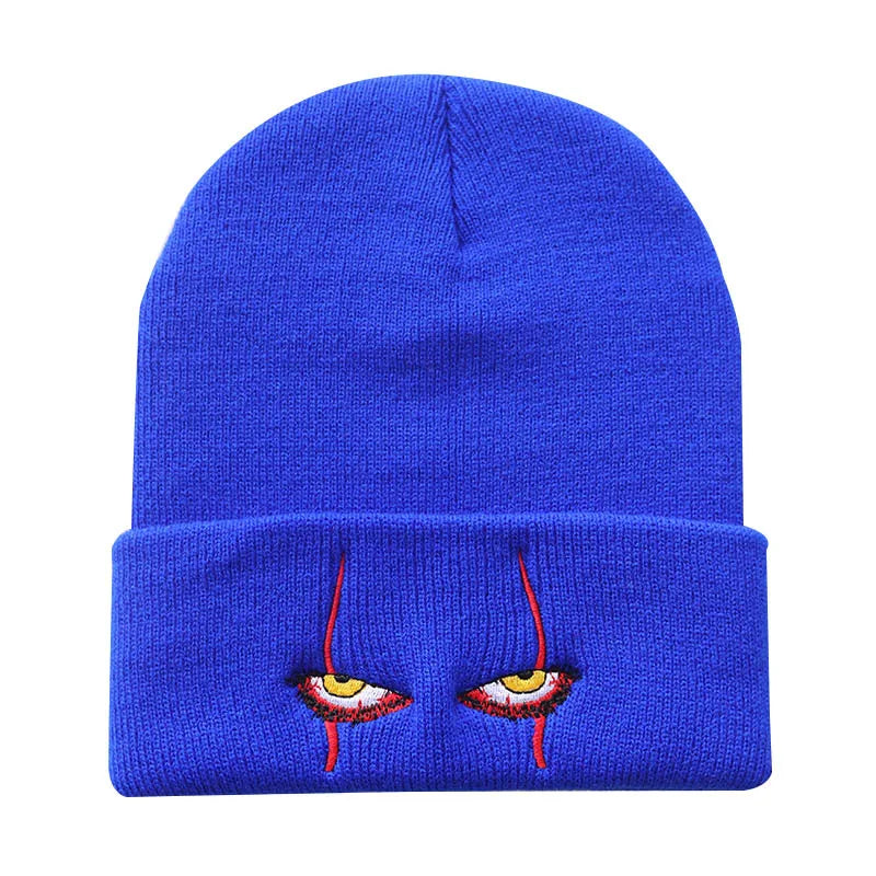 Pennywise Scary Eyes Beanie – Knitted Skull Cap for Kids & Adults | Horror Clown Outdoor Hat