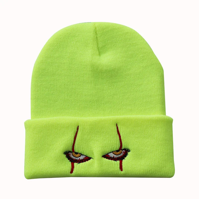 Pennywise Scary Eyes Beanie – Knitted Skull Cap for Kids & Adults | Horror Clown Outdoor Hat