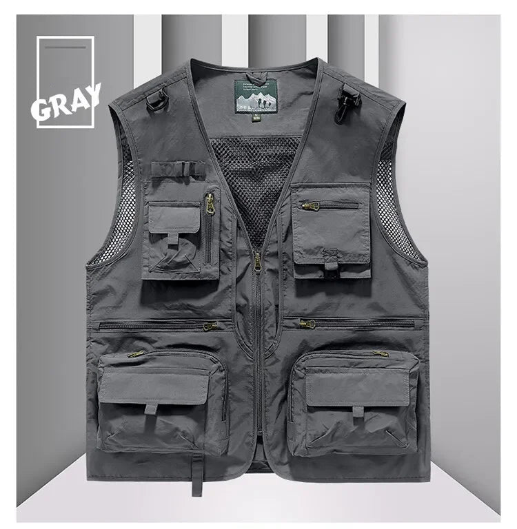Men’s Tactical Vest – 14 Pocket Mesh Cargo Waistcoat for Hiking, Fishing & Outdoor Adventures | Lightweight Summer Jacket