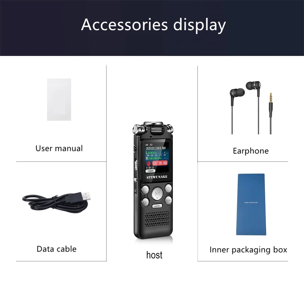 Professional Voice-Activated Digital Audio Recorder – Noise Cancelling, PCM Recording, MP3 Player (8GB/16GB/32GB)