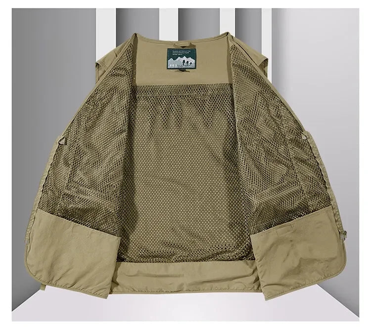 Men’s Tactical Vest – 14 Pocket Mesh Cargo Waistcoat for Hiking, Fishing & Outdoor Adventures | Lightweight Summer Jacket