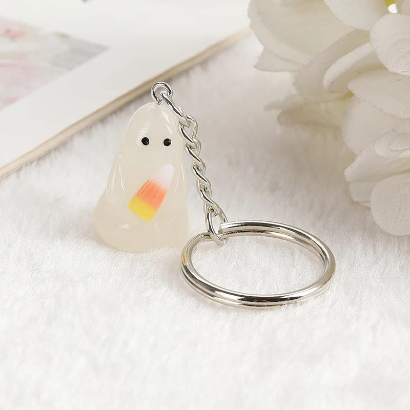 Halloween Glow-in-the-Dark Keychain – Pumpkin, Skull & Ghost Acrylic Keyring for Women