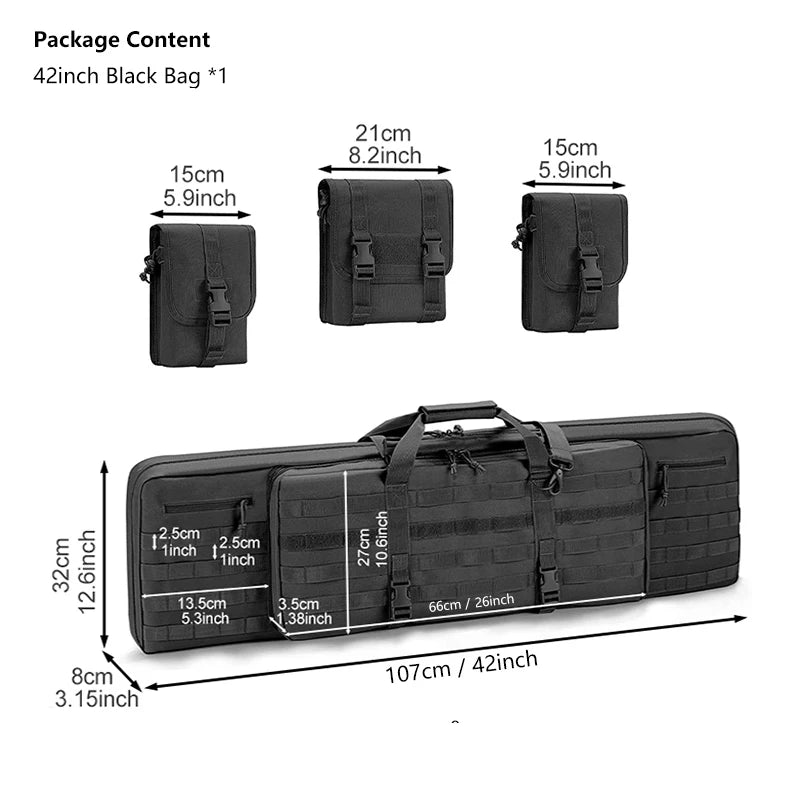 Waterproof Tactical Rifle Case Backpack – 42/46 Inch Carbine Airsoft Hunting Gun Bag with Shoulder Straps