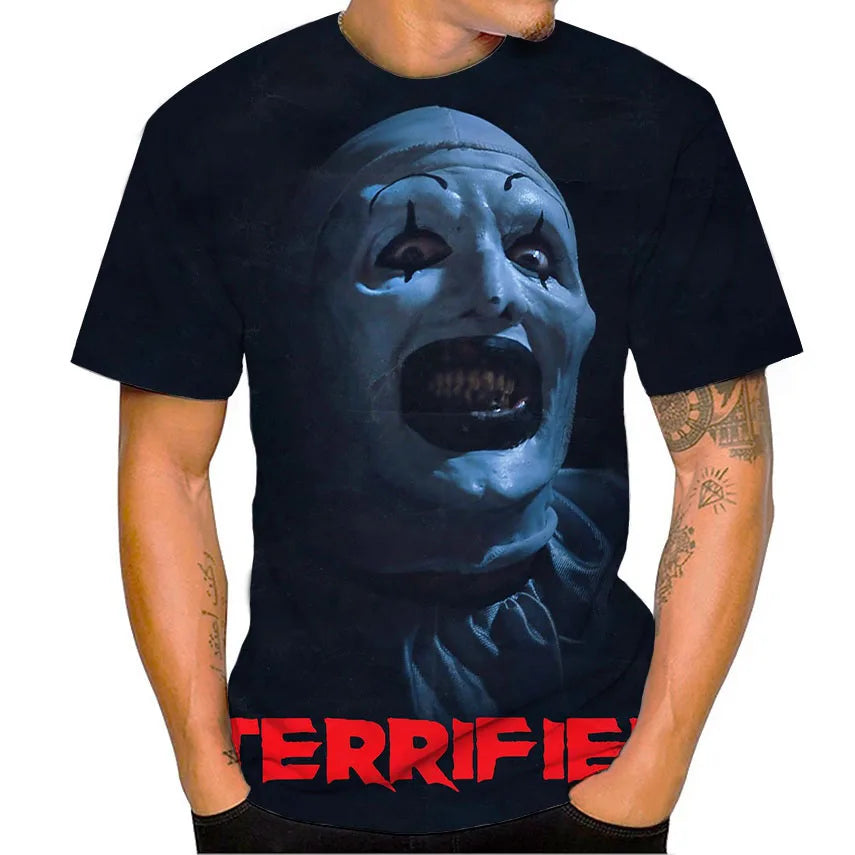 Terrifier Horror 3D Print T-Shirt – Oversized Unisex Streetwear Tee for Men, Women & Kids | Gothic Haunted Fashion