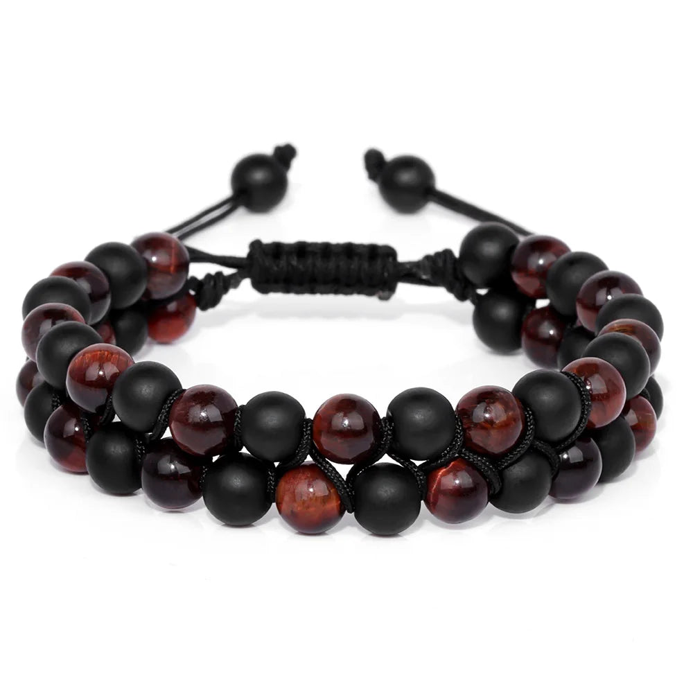 Triple Protection Bracelet – Black Obsidian, Hematite & Tiger Eye 6mm Bead Bracelet for Energy Balance & Slimming