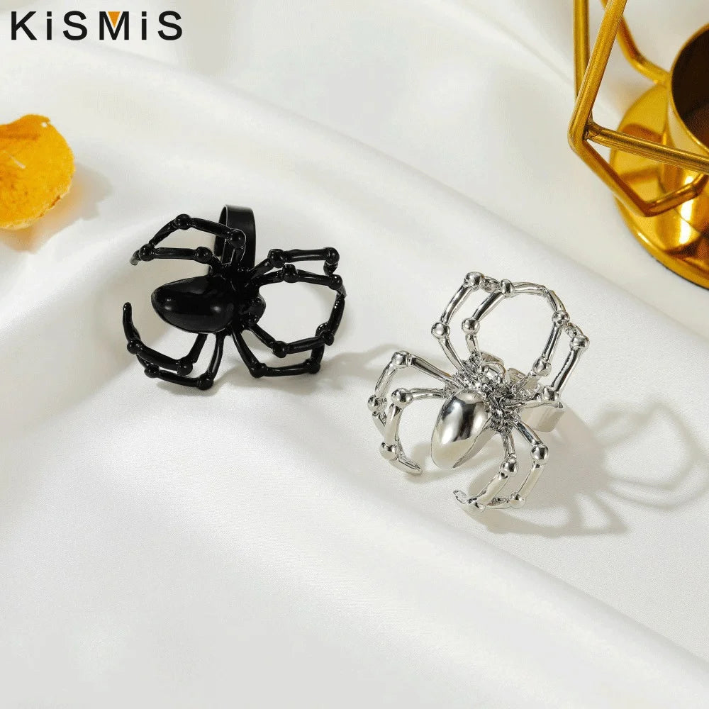 Halloween Spider Ring – Black & White Gothic Ghost Festival Jewelry