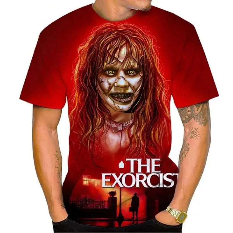 The Exorcist Horror 3D Print T-Shirt – Unisex Streetwear Tee for Men, Women & Kids | Gothic Ghost Hunting Fashion