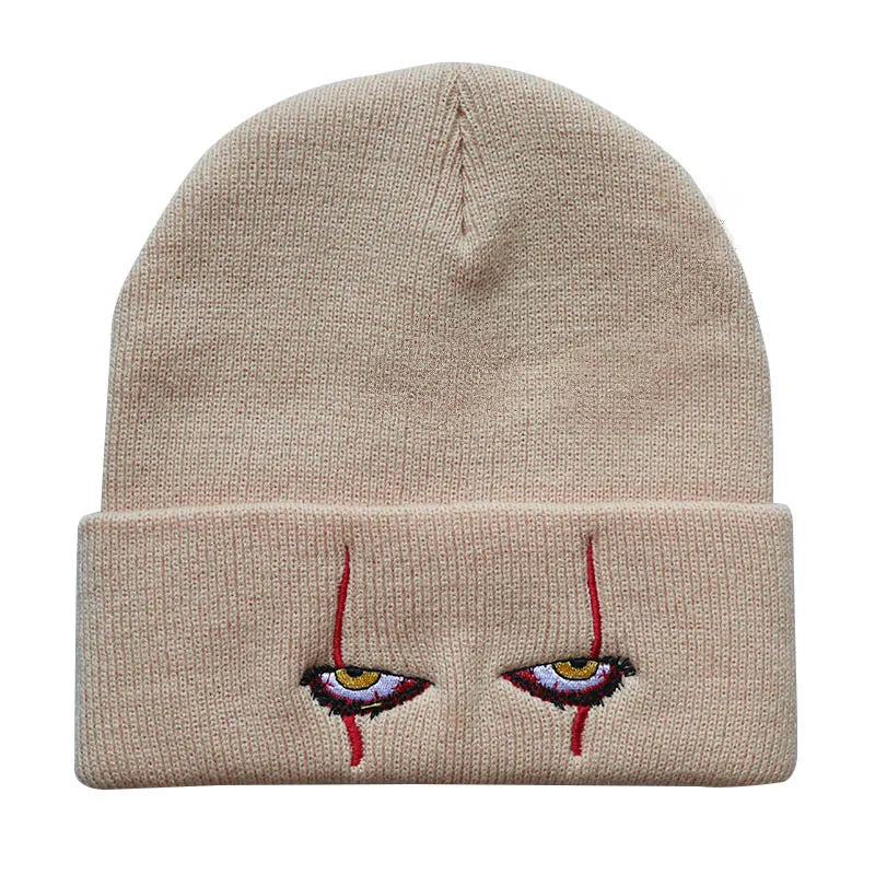 Pennywise Scary Eyes Beanie – Knitted Skull Cap for Kids & Adults | Horror Clown Outdoor Hat