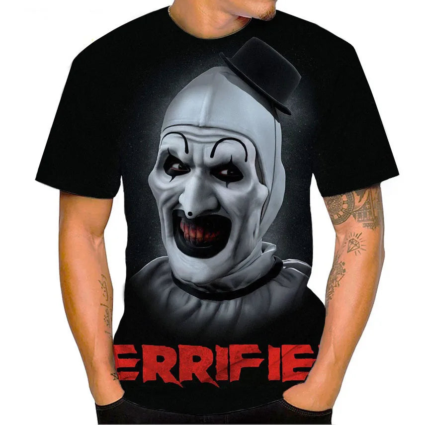 Terrifier Horror 3D Print T-Shirt – Oversized Unisex Streetwear Tee for Men, Women & Kids | Gothic Haunted Fashion