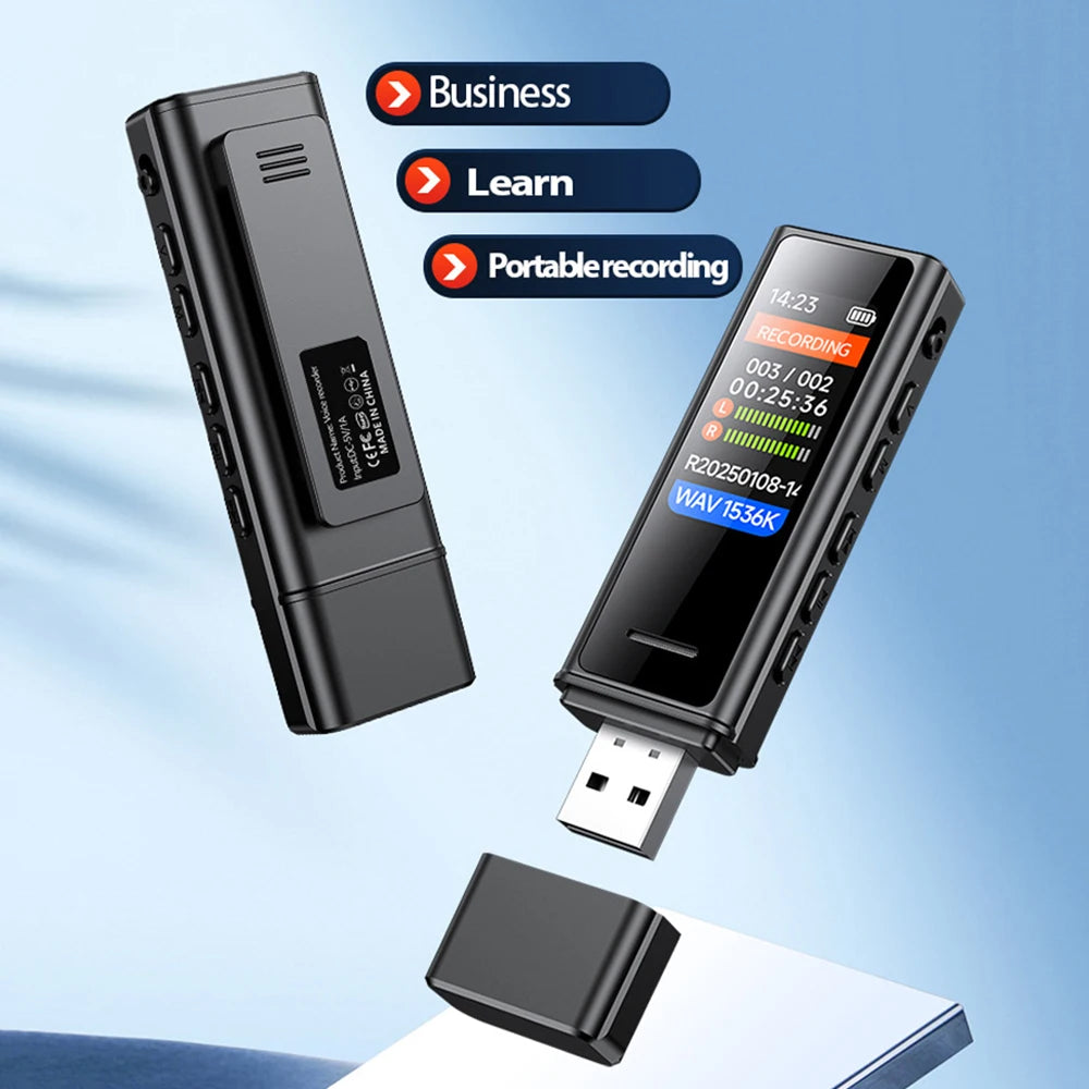 Mini Pocket Voice-Activated Recorder with Back Clip – Professional Noise-Canceling Digital Audio Recorder & MP3 Player