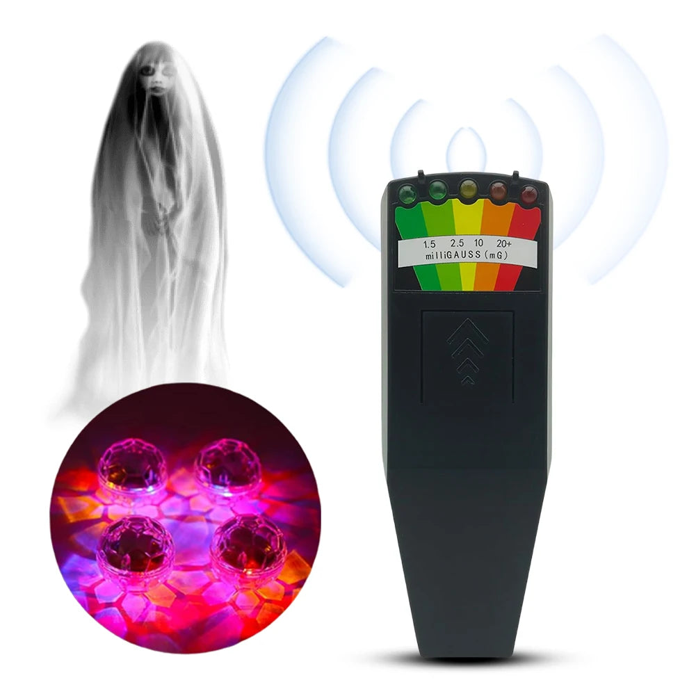 Ghost Hunting EMF Kit – 5 LED EMF Meter + 4 Motion Light Balls