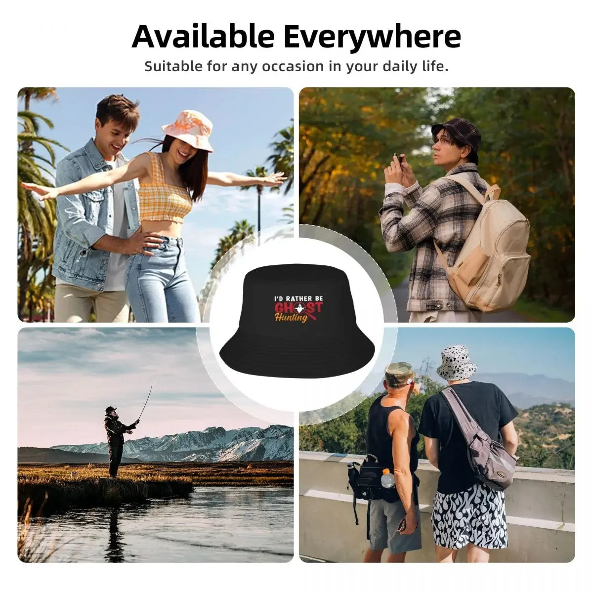 Ghost Hunter Bucket Hat | Custom ‘I’d Rather Be Ghost Hunting’ Hat – Beach & Western Style Cap for Men & Women