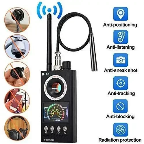 K68 Professional Anti-Spy Camera Detector – RF Bug Scanner & GPS Tracker Finder for Ghost Hunting & Security