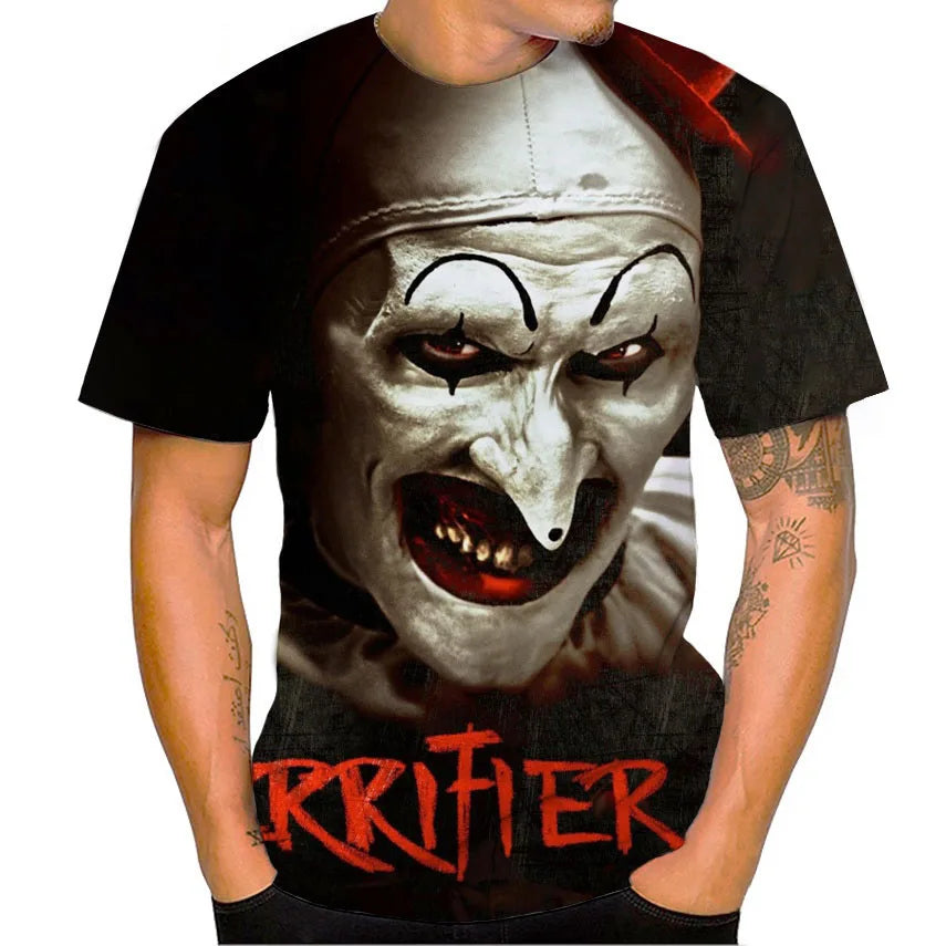 Terrifier Horror 3D Print T-Shirt – Oversized Unisex Streetwear Tee for Men, Women & Kids | Gothic Haunted Fashion