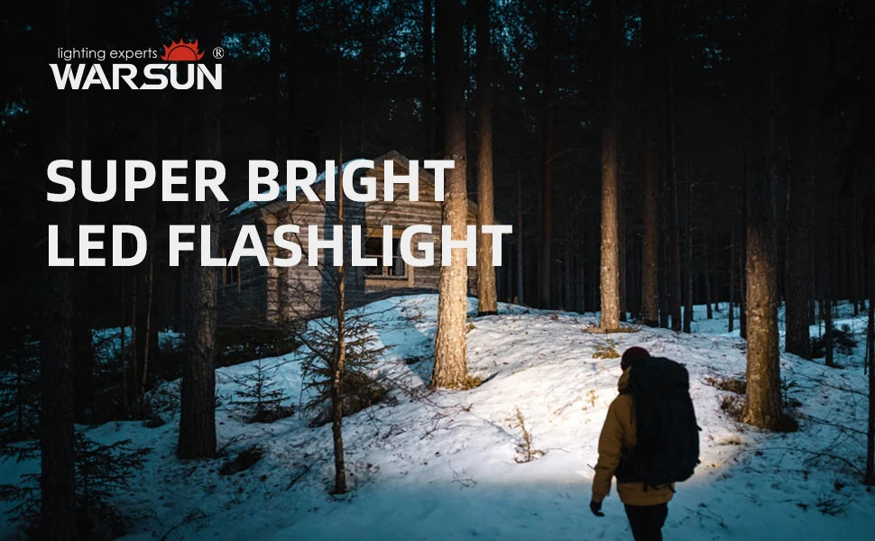 Warsun Powerful LED Flashlight – Rechargeable Torch with Magnet, 8 Modes Portable Lantern for Camping, Hiking & Emergency