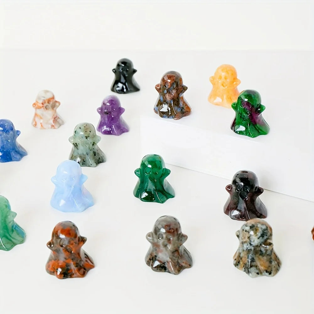 Natural Crystal Ghost Statue – Haunted Halloween Ornament & Home Décor