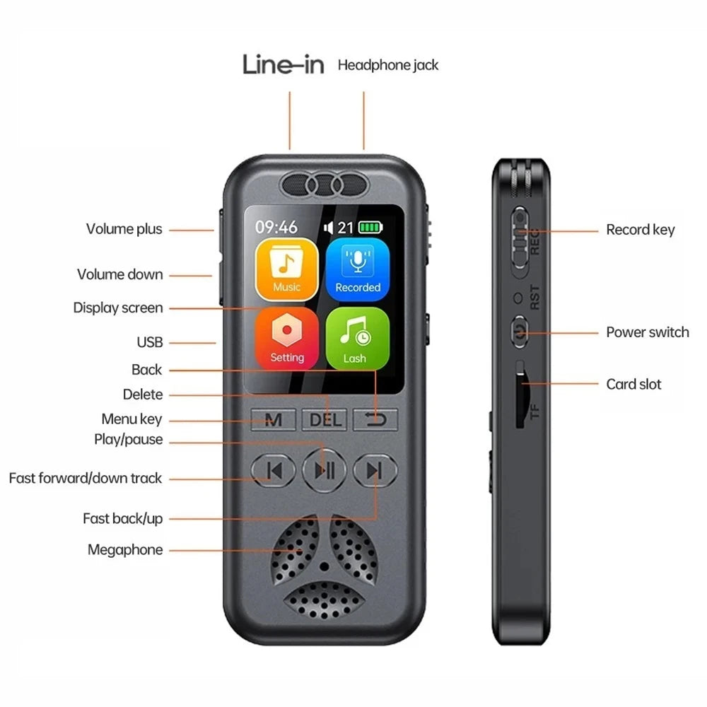 Digital Voice Recorder SU7 | Voice-Activated Audio Recorder with Noise Reduction, MP3 Playback & 560 Hours Recording Capacity