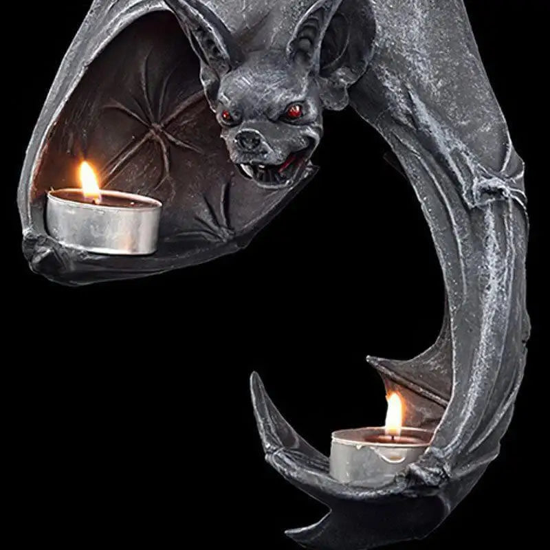 Bat Wall Tealight Holder – Haunted Candle Statue for Ghost Hunters & Halloween Decor