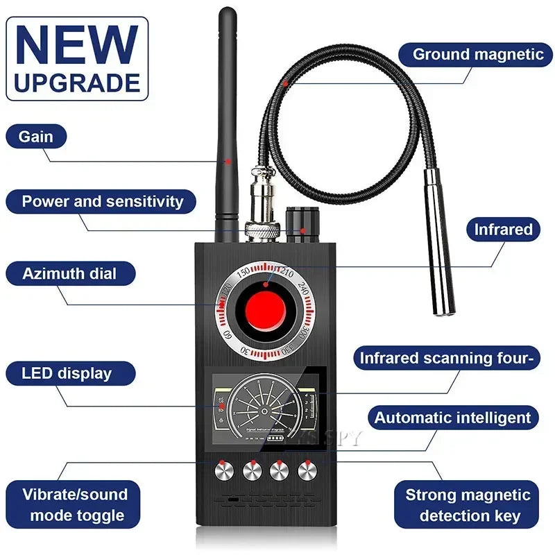 K68 Professional Anti-Spy Camera Detector – RF Bug Scanner & GPS Tracker Finder for Ghost Hunting & Security