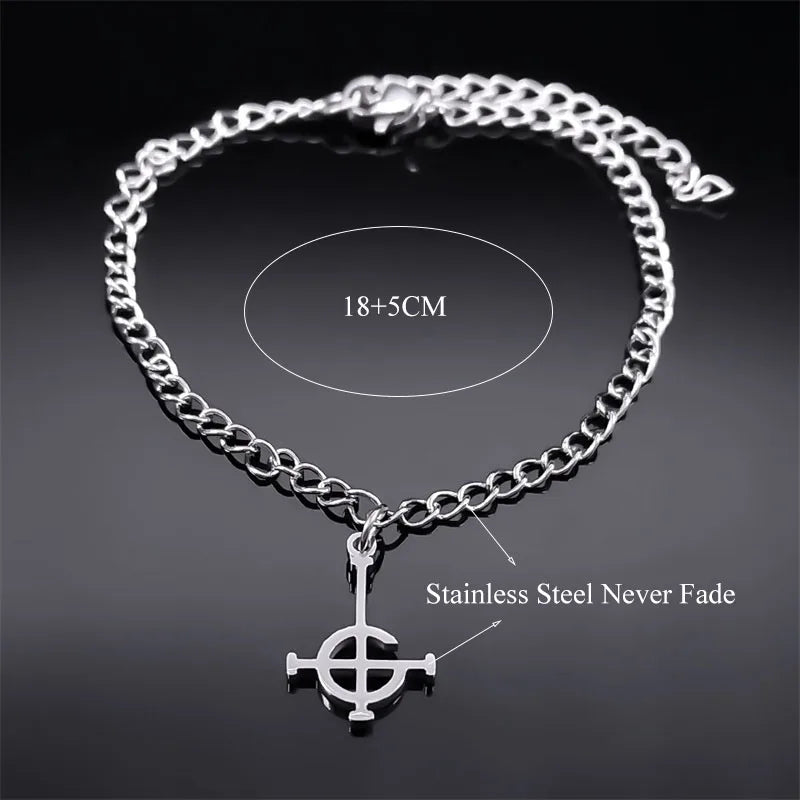 Ghost BC Nameless Ghoul Bracelet – Stainless Steel Band Symbol Jewelry for Men & Women