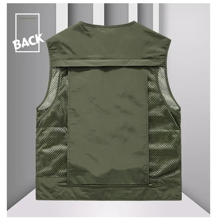 Men’s Tactical Vest – 14 Pocket Mesh Cargo Waistcoat for Hiking, Fishing & Outdoor Adventures | Lightweight Summer Jacket