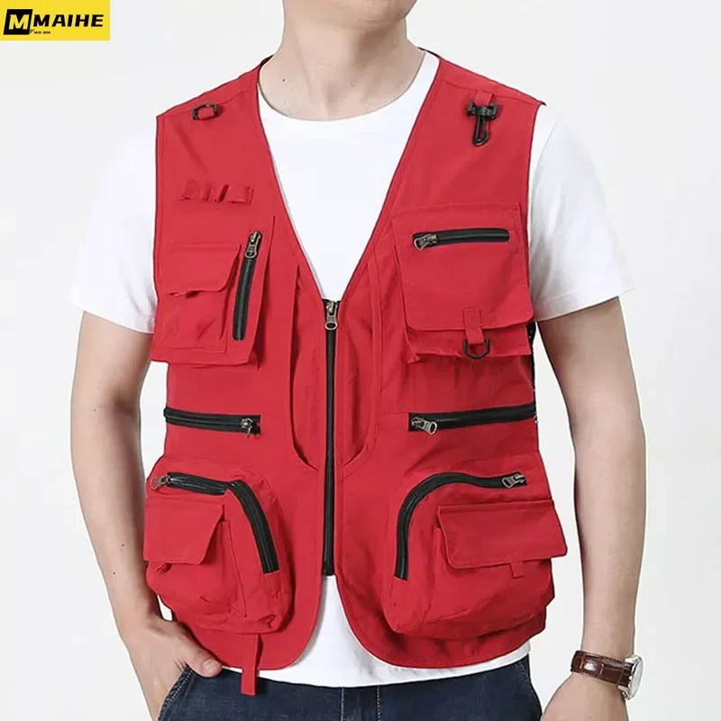 Men’s Tactical Vest – 14 Pocket Mesh Cargo Waistcoat for Hiking, Fishing & Outdoor Adventures | Lightweight Summer Jacket