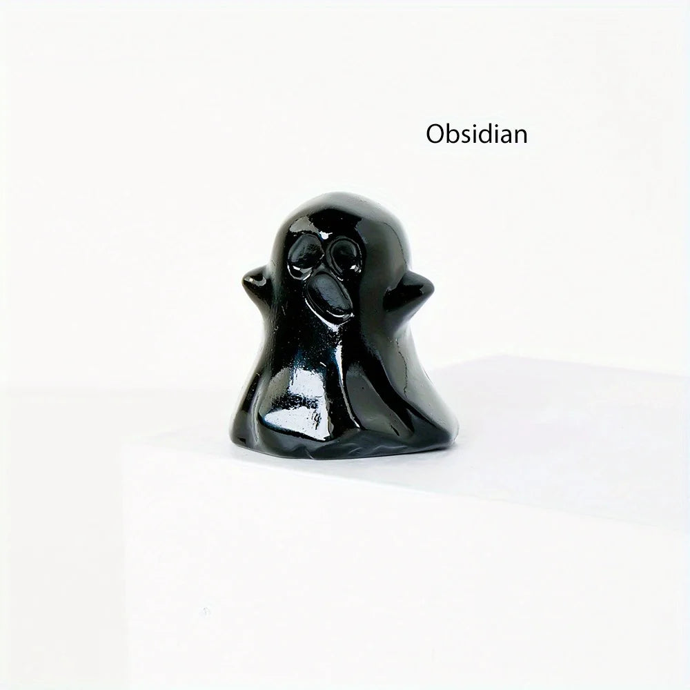 Natural Crystal Ghost Statue – Haunted Halloween Ornament & Home Décor