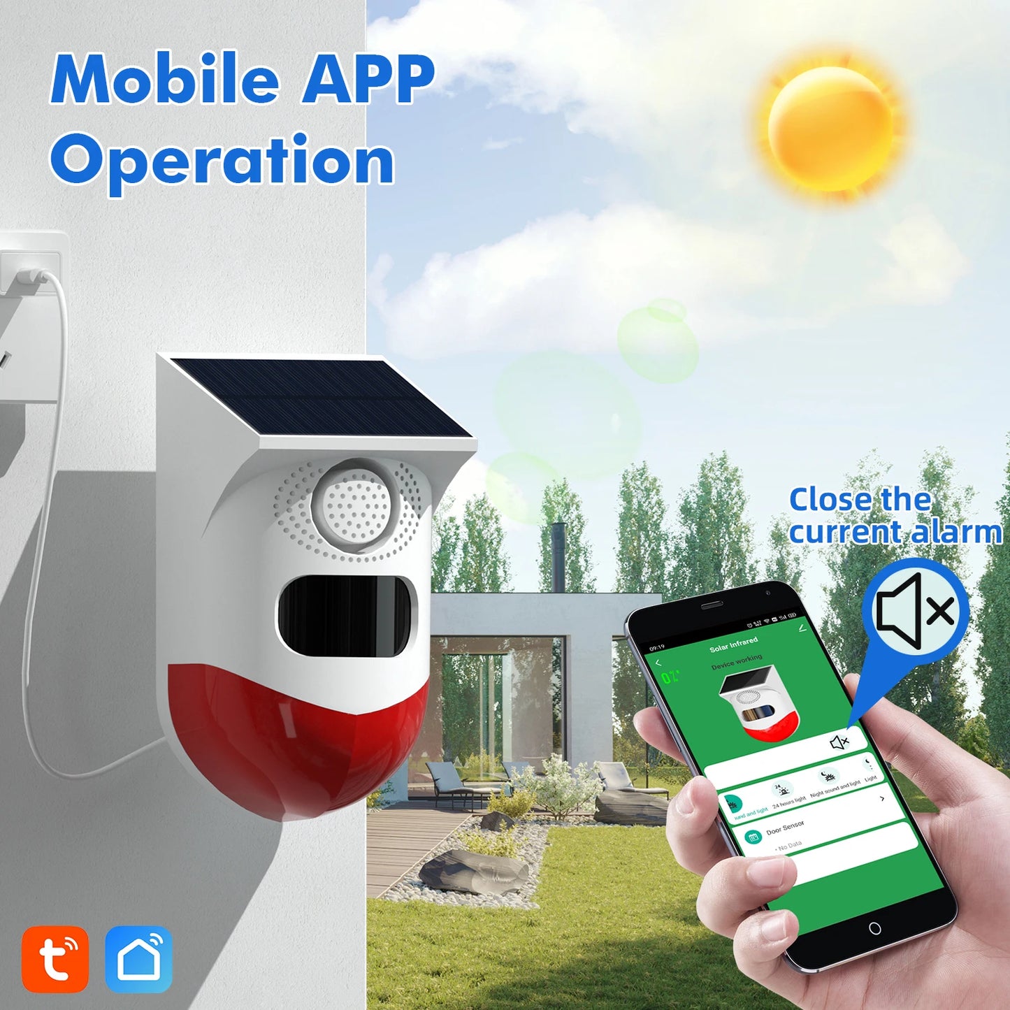 Angus Outdoor Solar Infrared Motion Sensor Alarm – Ghost Hunting & Security Siren (IP67 Waterproof, Anti-Theft, Anti-Pet False Alarm)