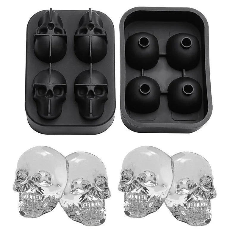 3D Skull Ice Cube Mold – Gothic Silicone Tray for Drinks & Parties