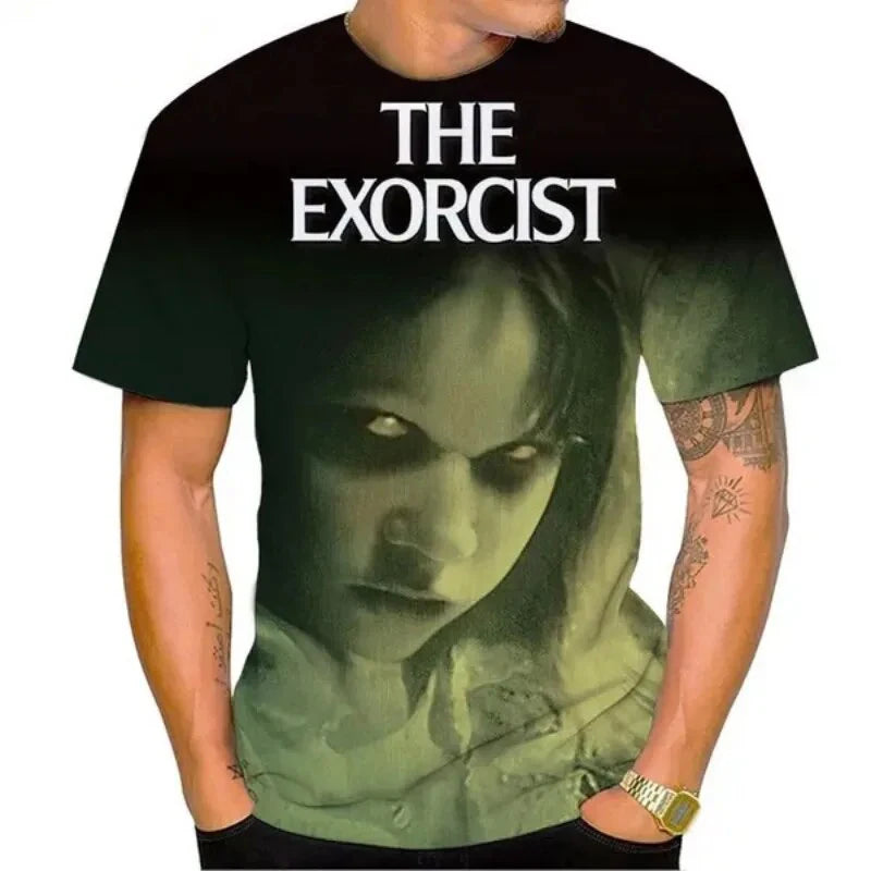 The Exorcist Horror 3D Print T-Shirt – Unisex Streetwear Tee for Men, Women & Kids | Gothic Ghost Hunting Fashion