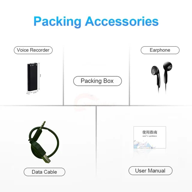 Mini Voice Recorder | Portable Intelligent Sound Recorder with Voice Activation, HD Noise Reduction, MP3 Player & OTG Support