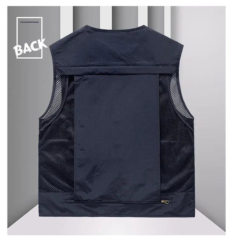 Men’s Tactical Vest – 14 Pocket Mesh Cargo Waistcoat for Hiking, Fishing & Outdoor Adventures | Lightweight Summer Jacket