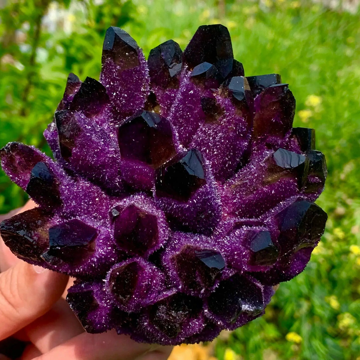 Natural Violet Ghost Phantom Quartz Cluster – Healing & Spiritual Crystal Specimen