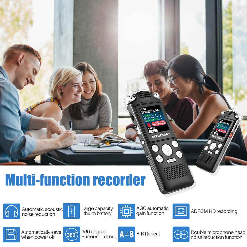 Professional Voice-Activated Digital Audio Recorder – Noise Cancelling, PCM Recording, MP3 Player (8GB/16GB/32GB)