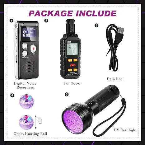 Ghost Hunting Kit – EMF Meter, EVP Recorder, Spirit Box & UV Flashlight for Paranormal Investigations