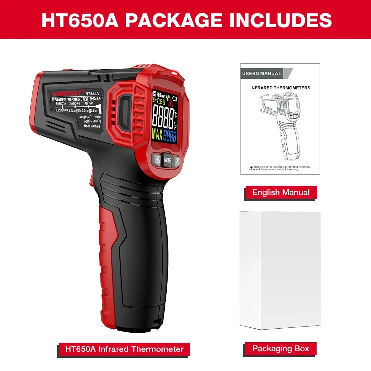 HABOTEST HT650 Digital Infrared Thermometer – Ghost Hunting & Paranormal Detection IR Temp Gun