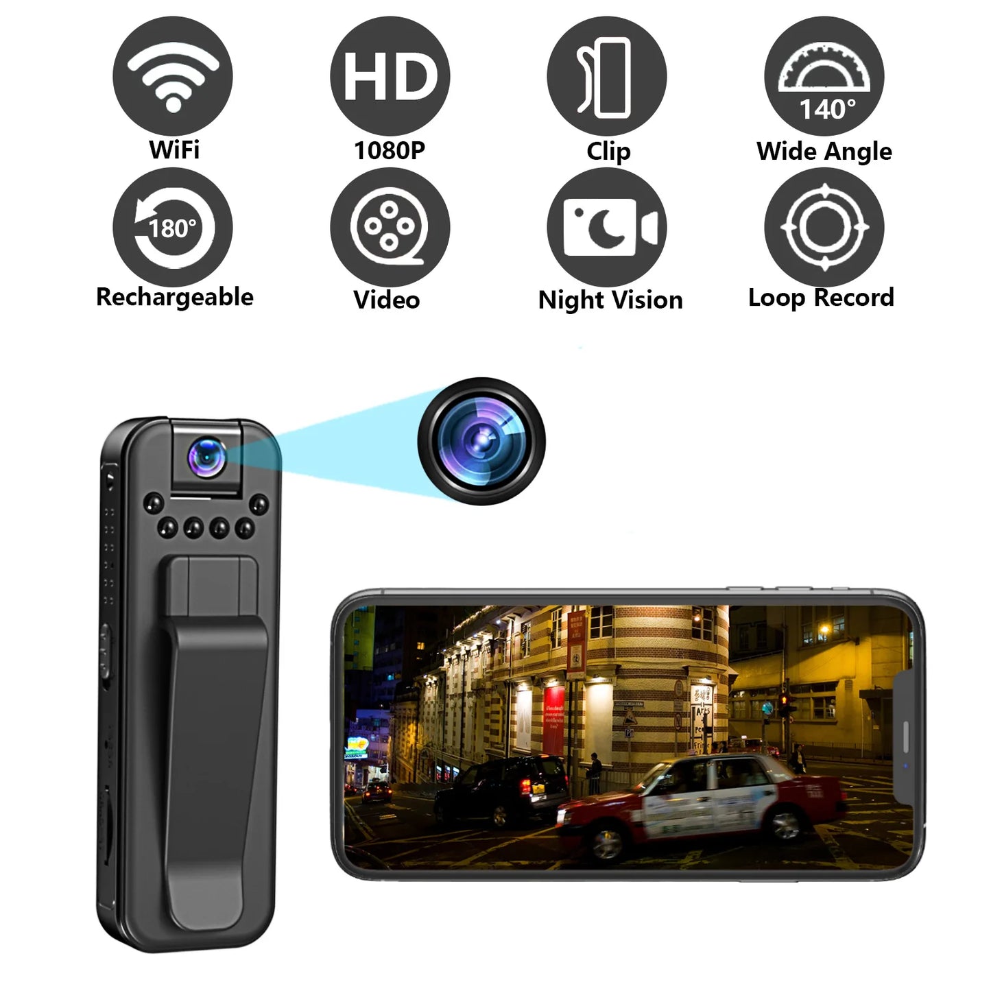 HD Mini Camera – Portable Digital Video Recorder with Infrared Night Vision & Police BodyCam