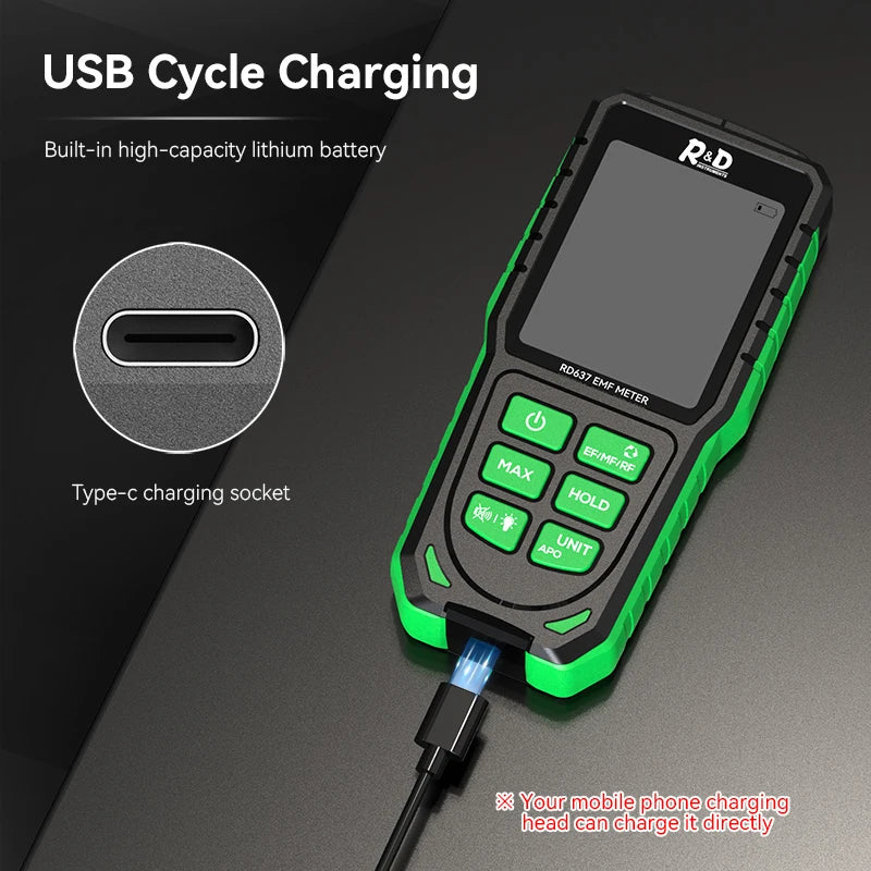 RD637 EMF Detector – Handheld Electromagnetic Field & RF Radiation Meter for Ghost Hunting